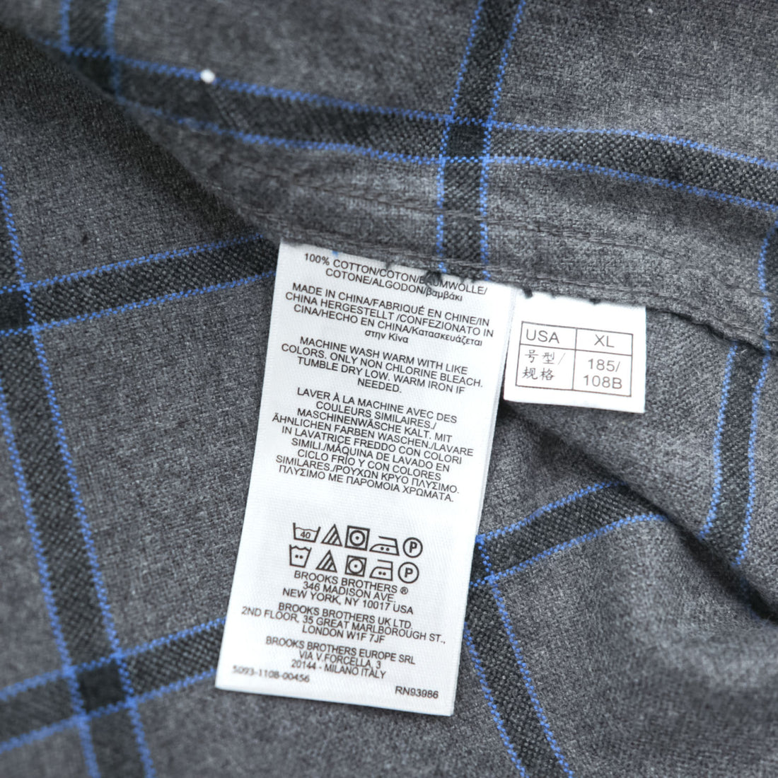 Brooks Brothers Regent Gray Windowpane Button-Down Long Sleeve Shirt XL