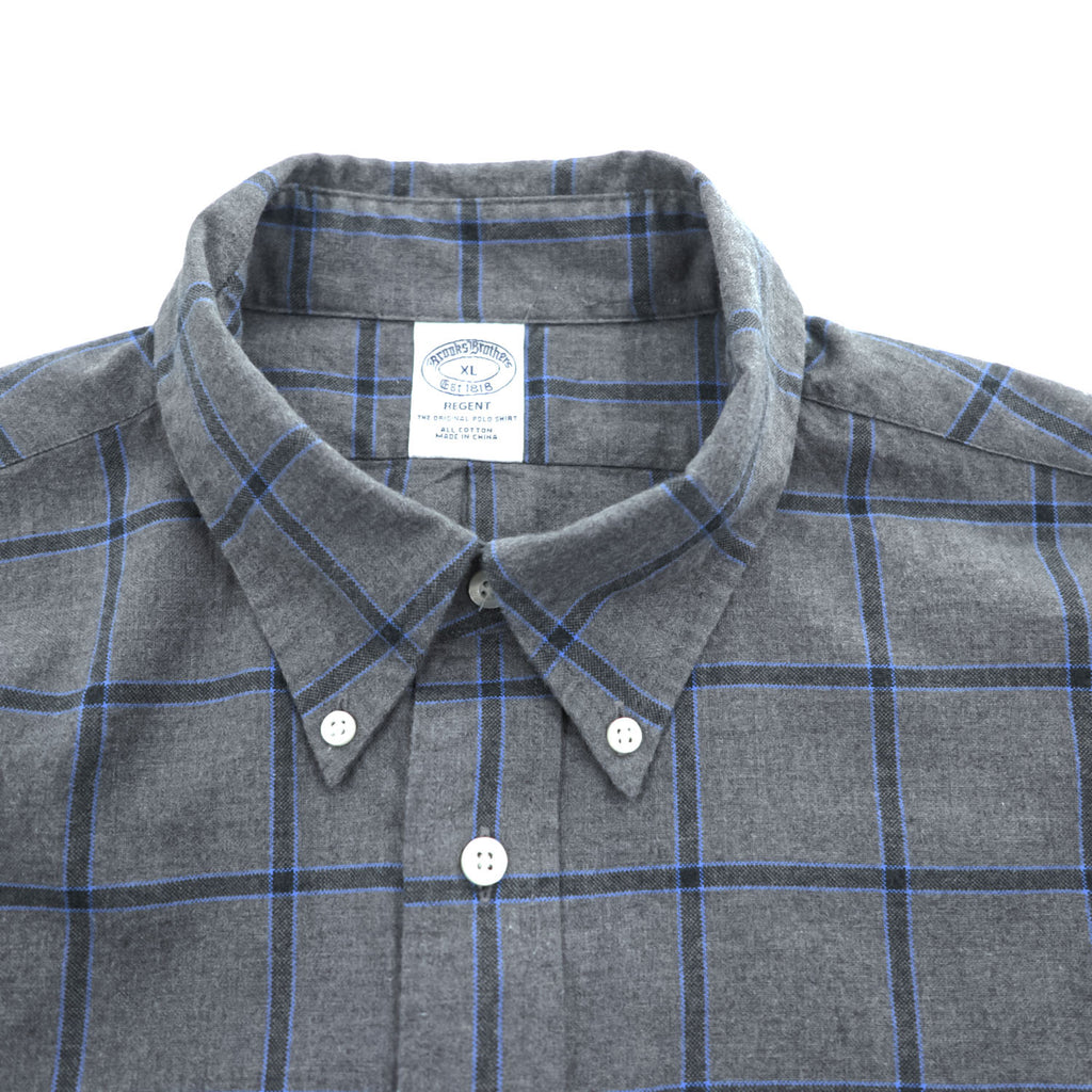 Brooks Brothers Regent Gray Windowpane Button-Down Long Sleeve Shirt XL