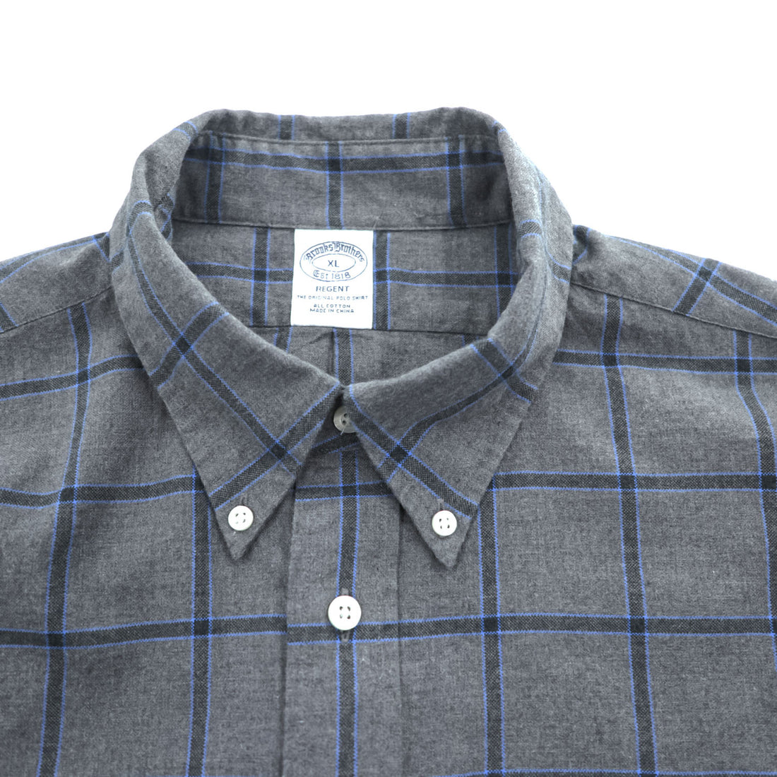 Brooks Brothers Regent Gray Windowpane Button-Down Long Sleeve Shirt XL