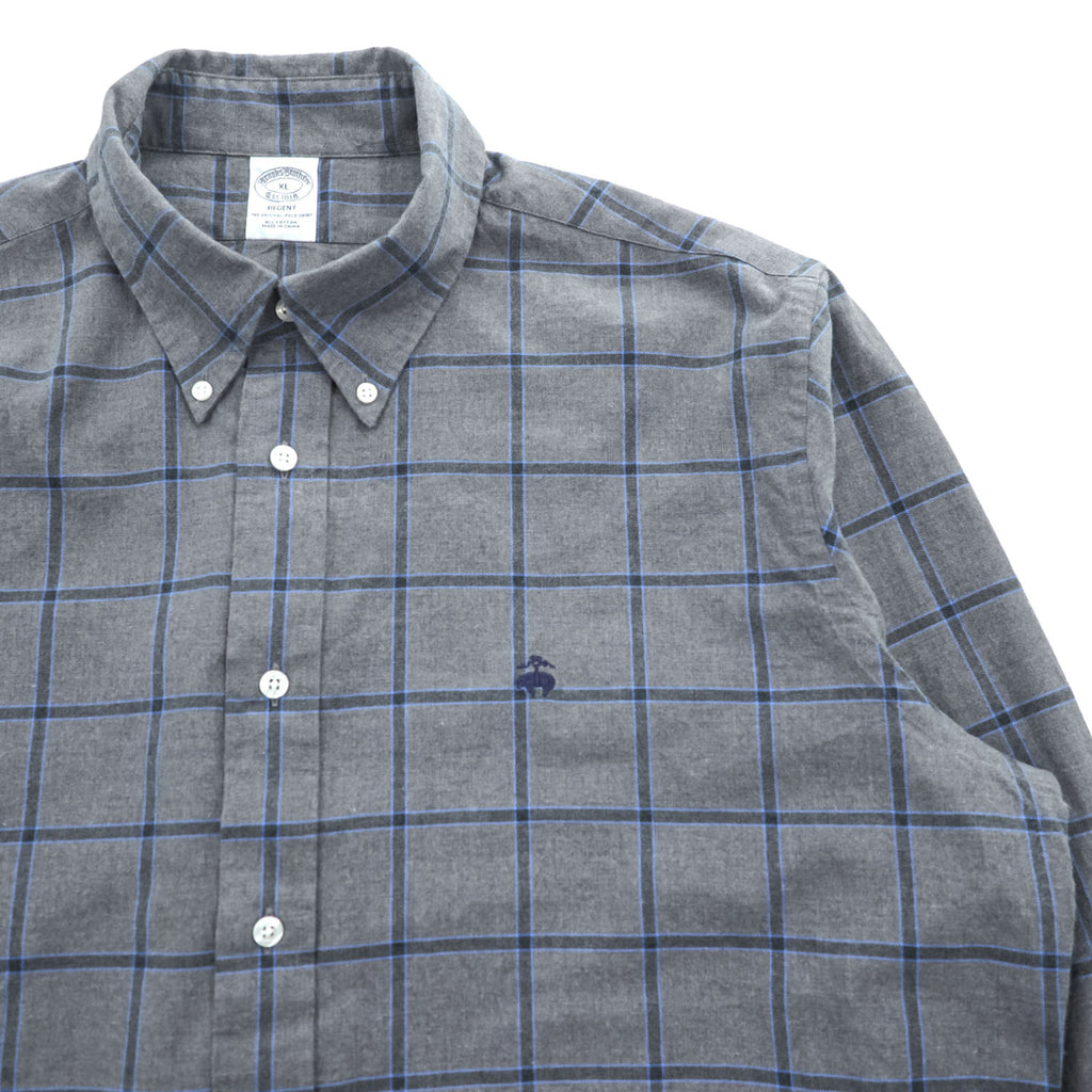 Brooks Brothers Regent Gray Windowpane Button-Down Long Sleeve Shirt XL
