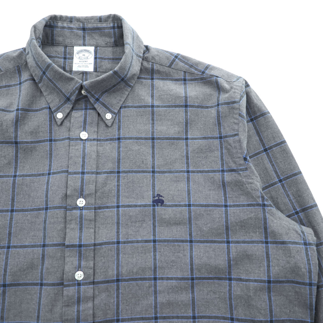 Brooks Brothers Regent Gray Windowpane Button-Down Long Sleeve Shirt XL