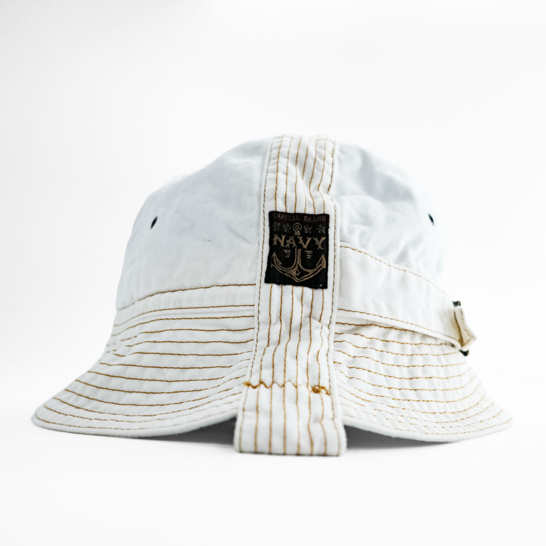 KAPITAL EK-989 Chino Radio Hat White Cotton Navy Sailor Bucket Hat Made in Japan