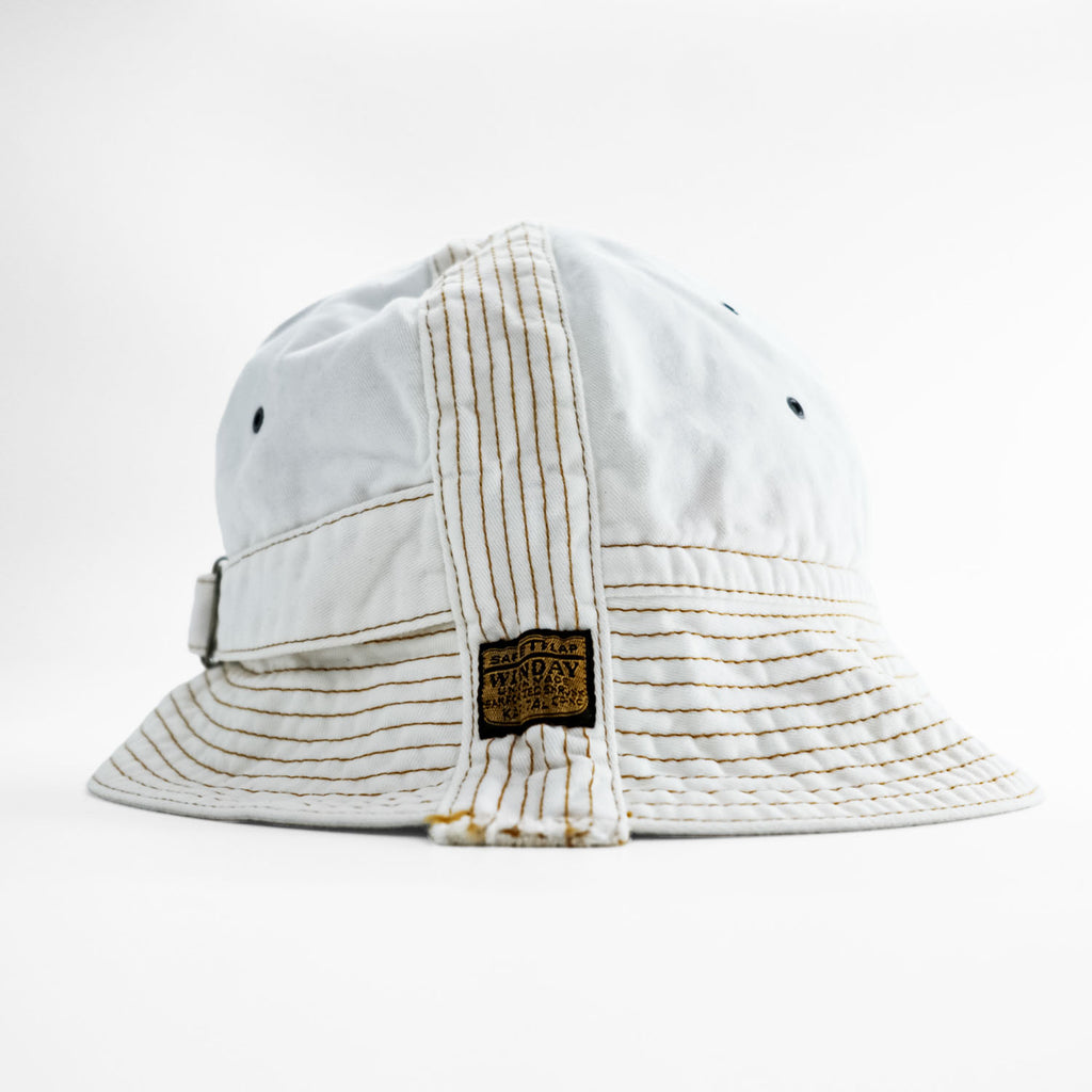 KAPITAL EK-989 Chino Radio Hat White Cotton Navy Sailor Bucket Hat Made in Japan
