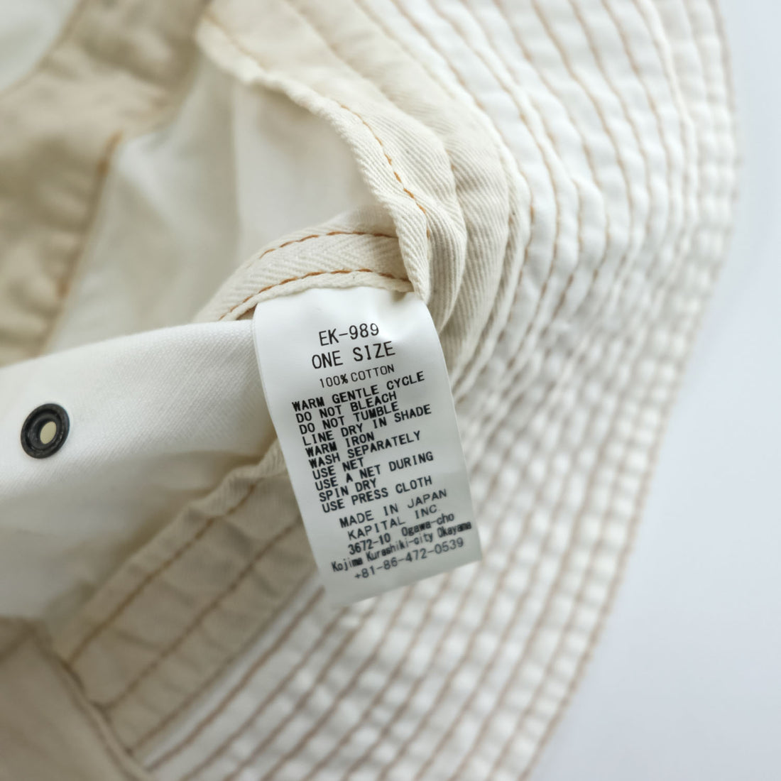 KAPITAL EK-989 Chino Radio Hat White Cotton Navy Sailor Bucket Hat Made in Japan