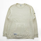 MANASTASH 7113113 Ivory Waffle Knit Kangaroo Pocket Crewneck Sweatshirt Men's L SNUGGLE SNUG THERMAL 21
