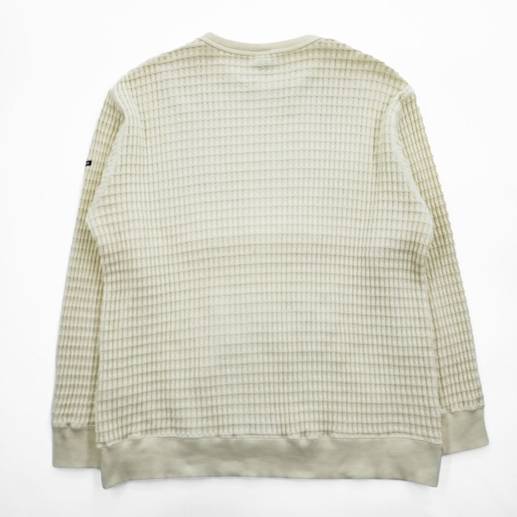 MANASTASH 7113113 Ivory Waffle Knit Kangaroo Pocket Crewneck Sweatshirt Men's L SNUGGLE SNUG THERMAL 21