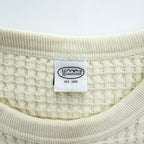 MANASTASH 7113113 Ivory Waffle Knit Kangaroo Pocket Crewneck Sweatshirt Men's L SNUGGLE SNUG THERMAL 21