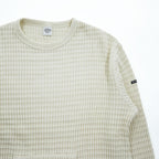 MANASTASH 7113113 Ivory Waffle Knit Kangaroo Pocket Crewneck Sweatshirt Men's L SNUGGLE SNUG THERMAL 21