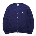 IZOD LACOSTE 80s Made in USA Crocodile Logo Acrylic V-Neck Cardigan Navy XL