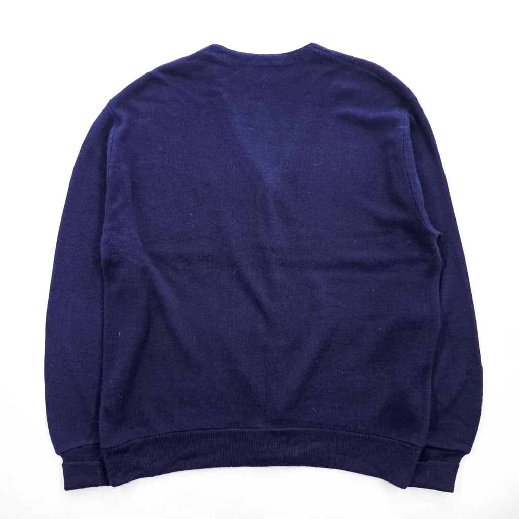 IZOD LACOSTE 80s Made in USA Crocodile Logo Acrylic V-Neck Cardigan Navy XL