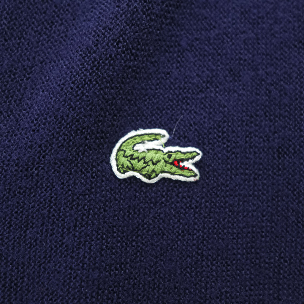 IZOD LACOSTE 80s Made in USA Crocodile Logo Acrylic V-Neck Cardigan Navy XL