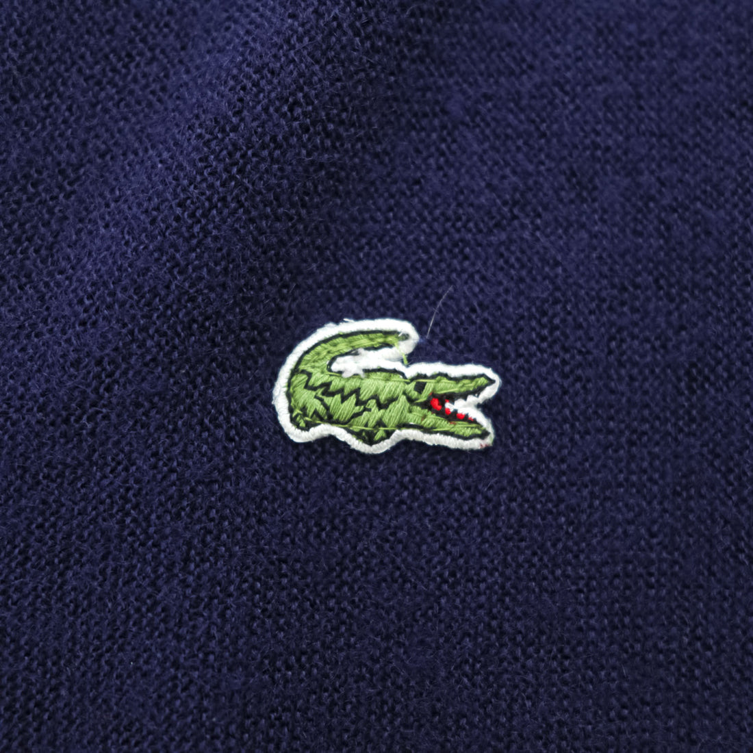 IZOD LACOSTE 80s Made in USA Crocodile Logo Acrylic V-Neck Cardigan Navy XL