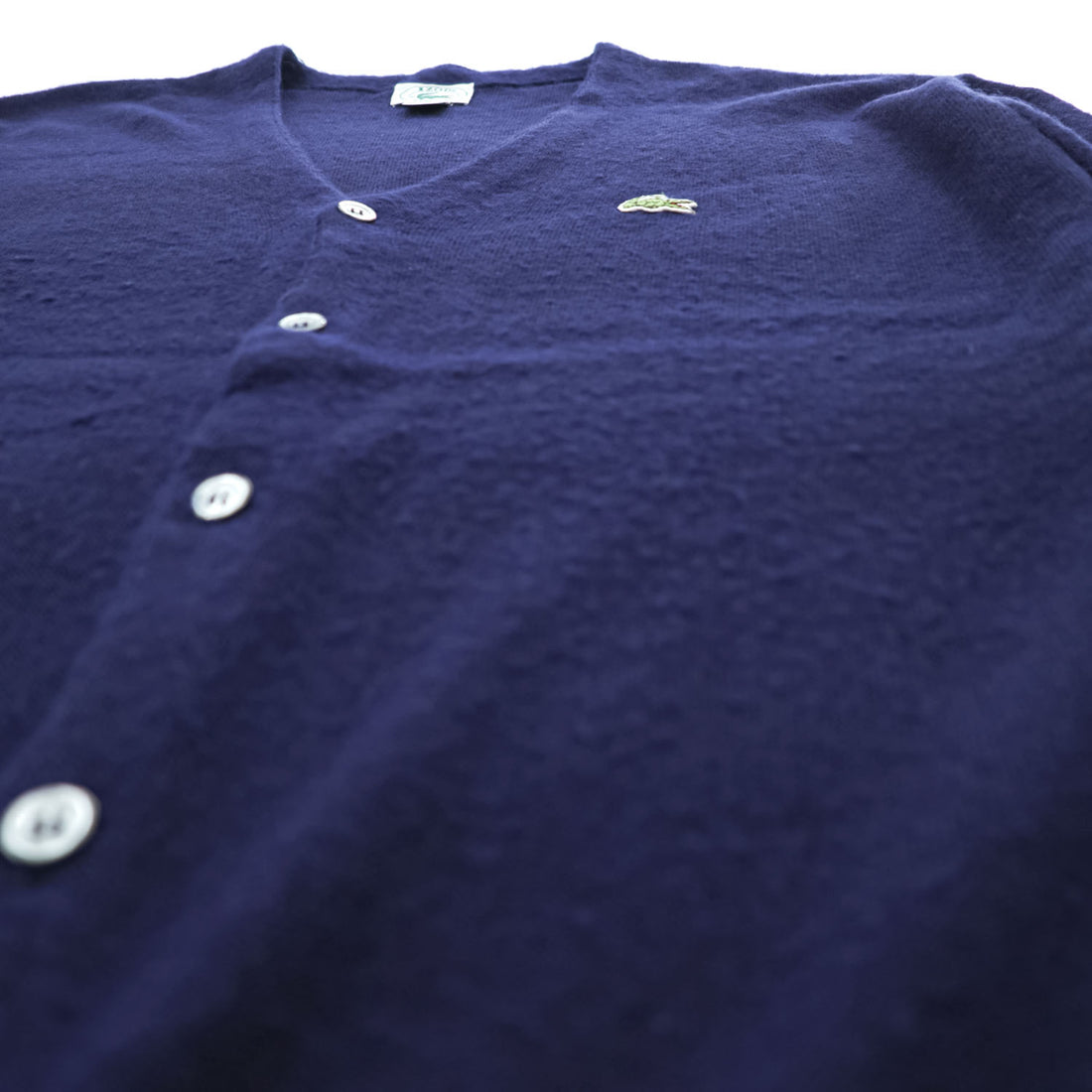 IZOD LACOSTE 80s Made in USA Crocodile Logo Acrylic V-Neck Cardigan Navy XL