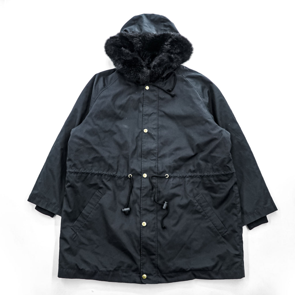 KETTY Black 3-Way Hooded Parka Coat Quilted Zip-Out Liner Faux Fur Women's M