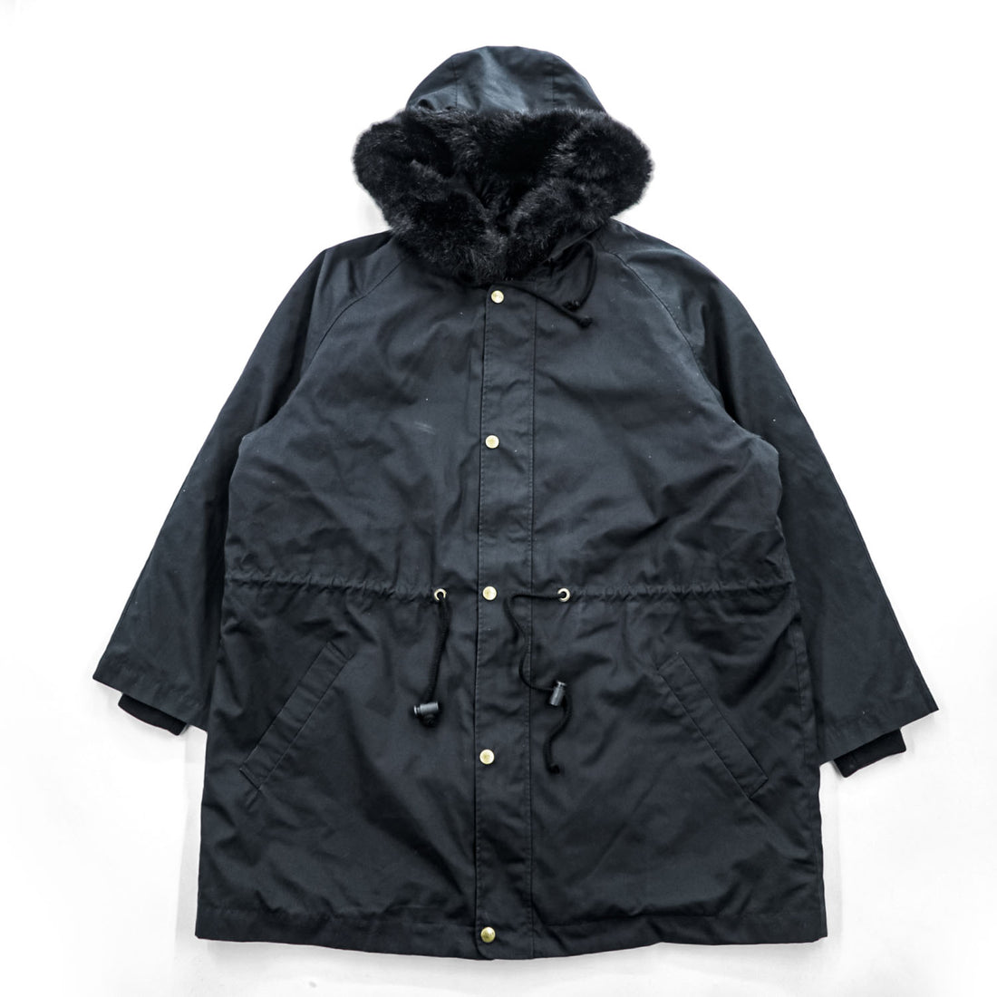 KETTY Black 3-Way Hooded Parka Coat Quilted Zip-Out Liner Faux Fur Women's M