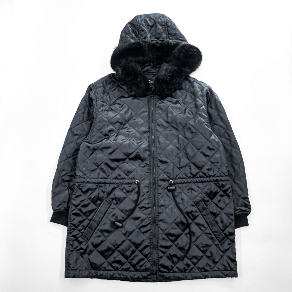 KETTY Black 3-Way Hooded Parka Coat Quilted Zip-Out Liner Faux Fur Women's M