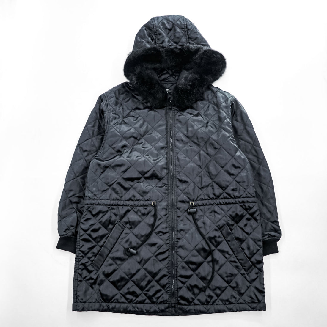KETTY Black 3-Way Hooded Parka Coat Quilted Zip-Out Liner Faux Fur Women's M