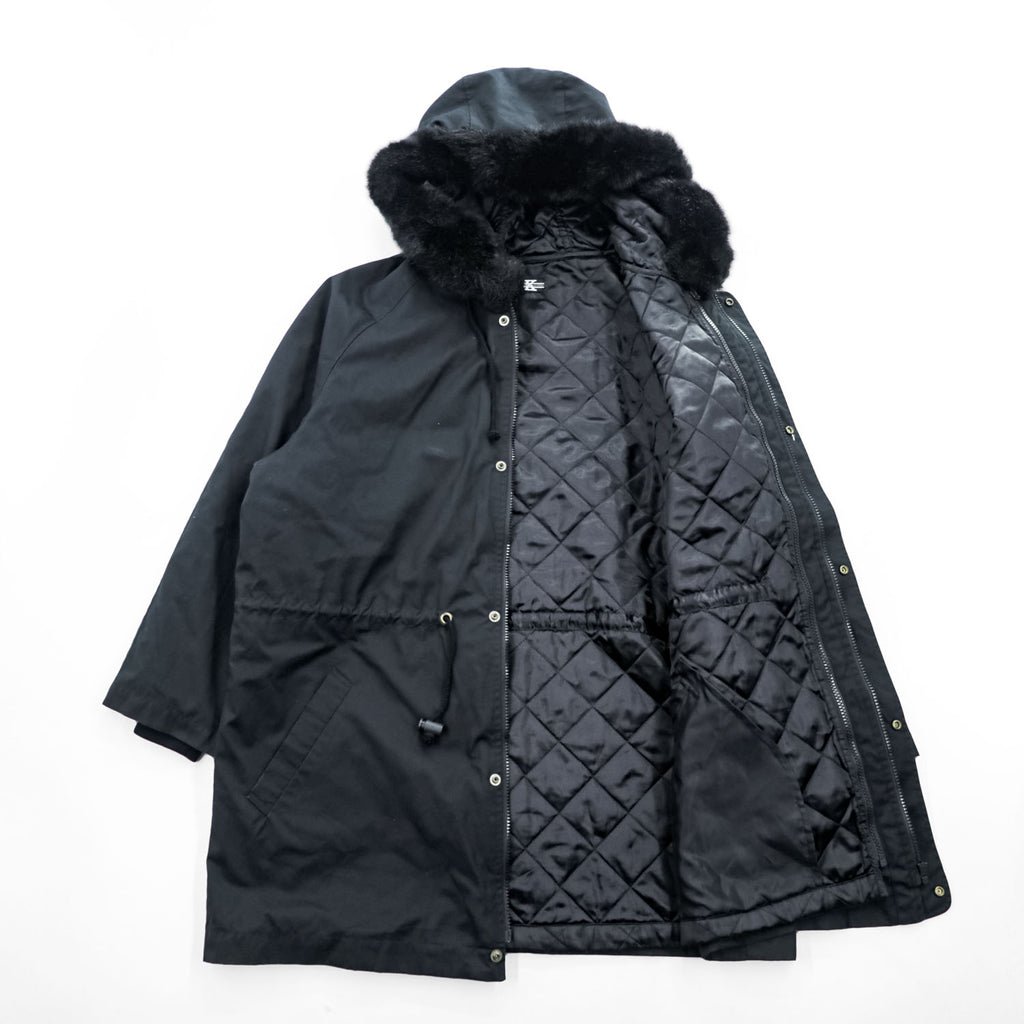 KETTY Black 3-Way Hooded Parka Coat Quilted Zip-Out Liner Faux Fur Women's M