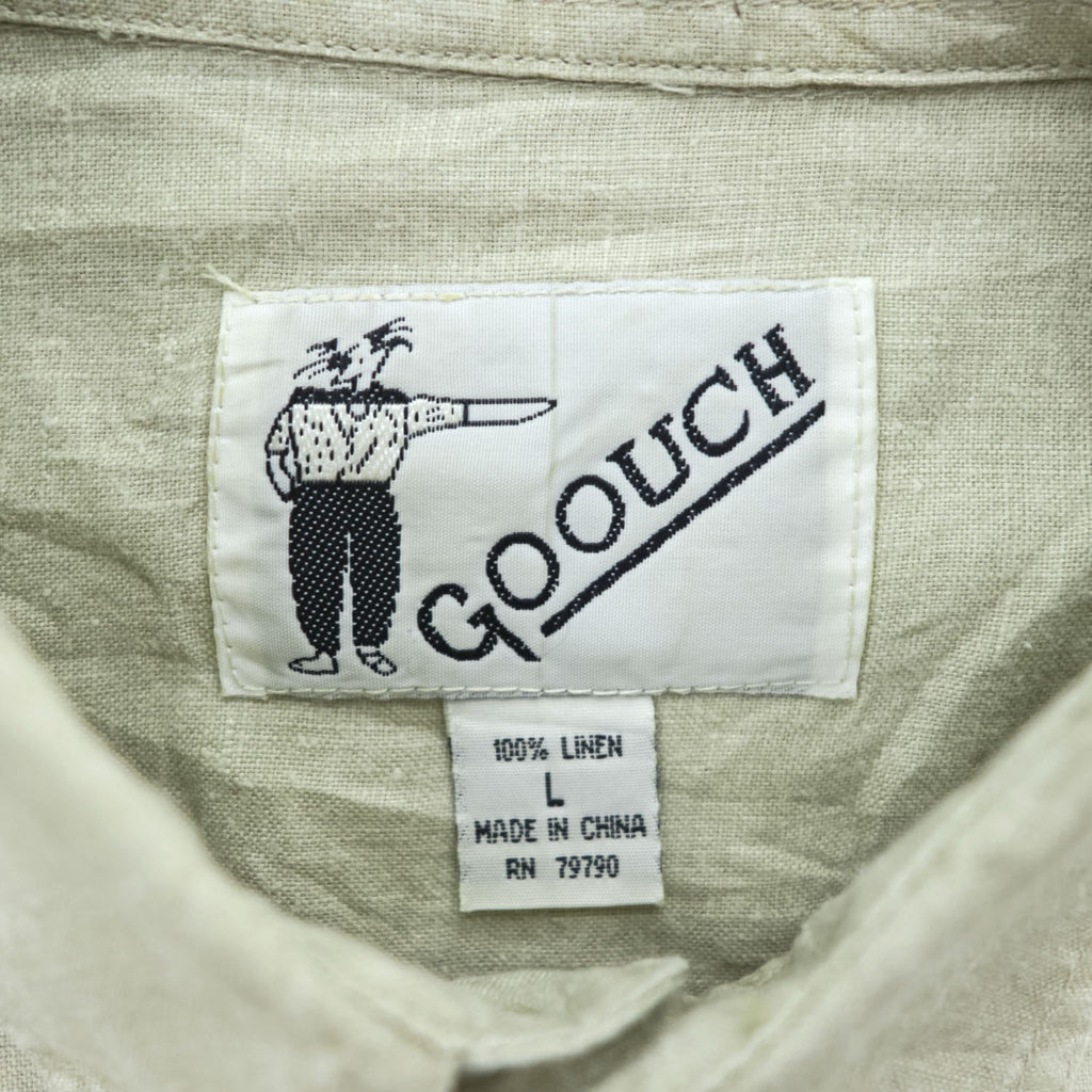 GOOUCH 90年代 ヴィンテージ 100%リネン 長袖シャツ L ベージュ 麻