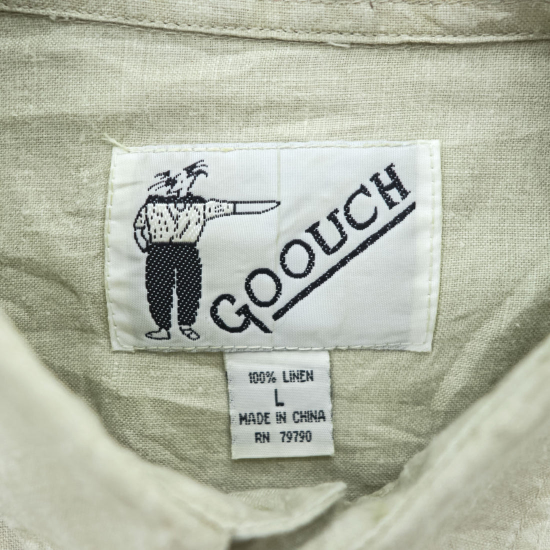 GOOUCH 90年代 ヴィンテージ 100%リネン 長袖シャツ L ベージュ 麻