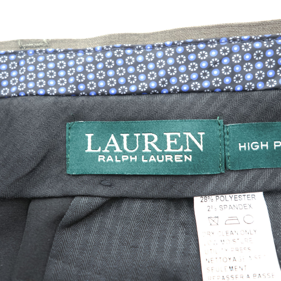 LAUREN RALPH LAUREN スラックス パンツ L ストレッチ 2タック プリーツ ダブルカフス HIGH PERFOMANCE WOOL