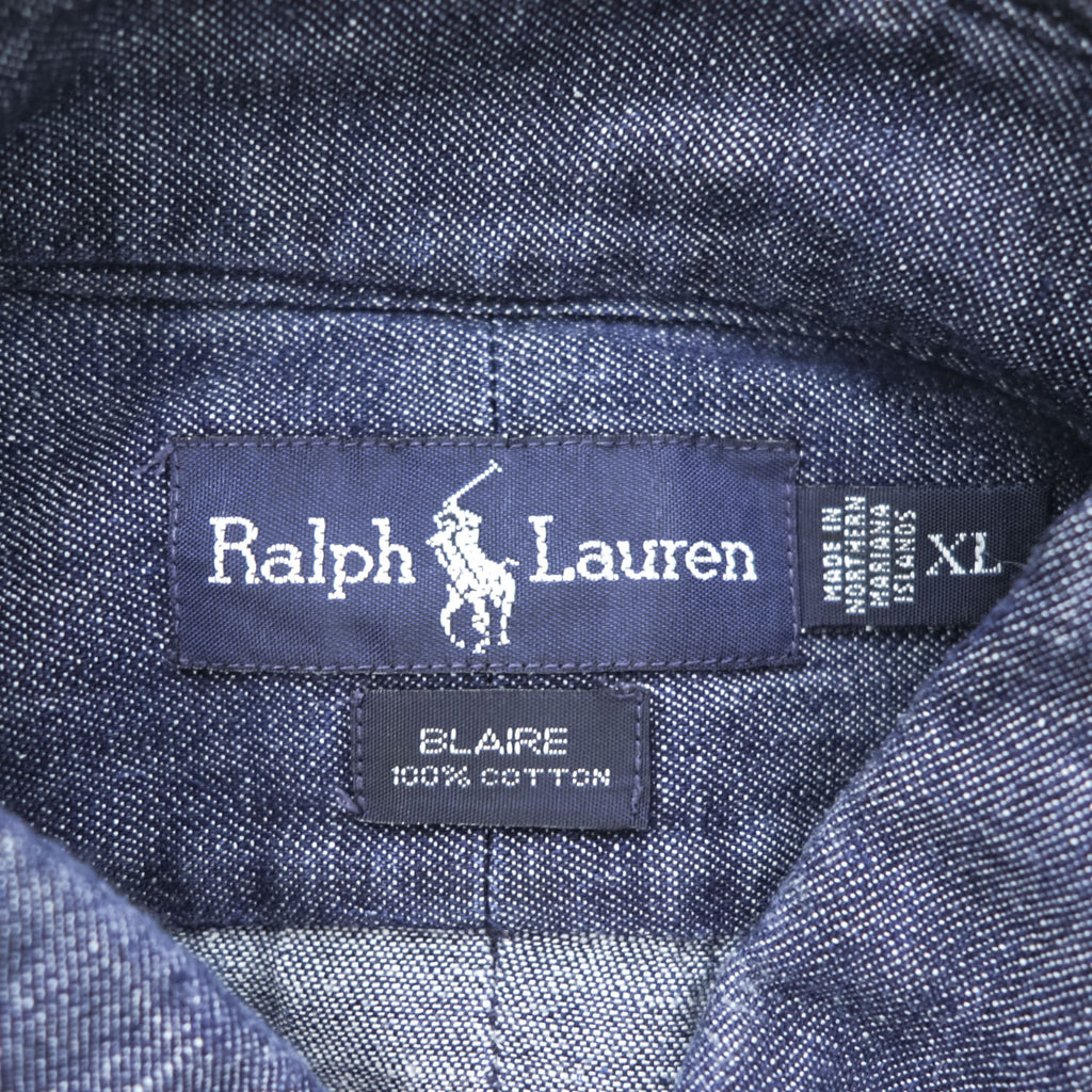Ralph Lauren 90年代 ヴィンテージ BLAIRE 長袖 デニムシャツ XL スモールポニー ロゴ 刺繍