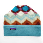 Patagonia Fleece Beanie Hat Geometric Aztec Pattern Turquoise Multicolor Size L
