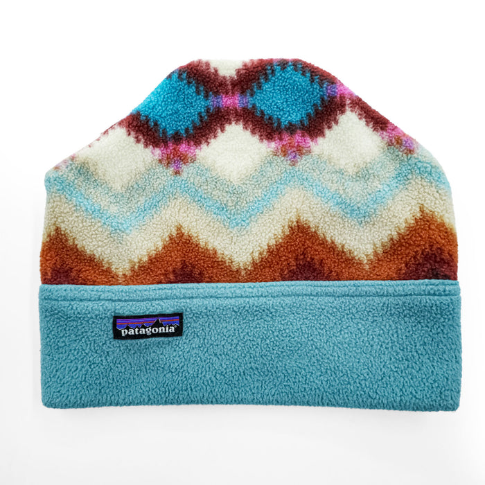 Patagonia フリース ビーニー ニット帽 ブルー 総柄 マルチカラー