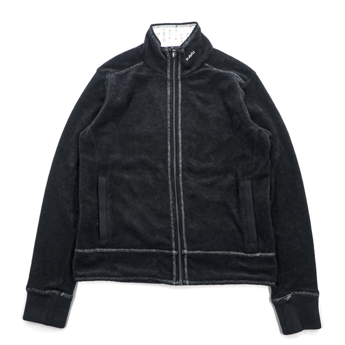 KAVU Black Full-Zip Fleece Jacket Size M L/S FZ Fleece Throwshirt