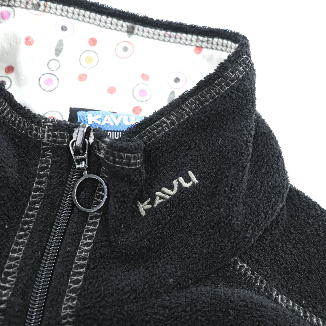 KAVU Black Full-Zip Fleece Jacket Size M L/S FZ Fleece Throwshirt