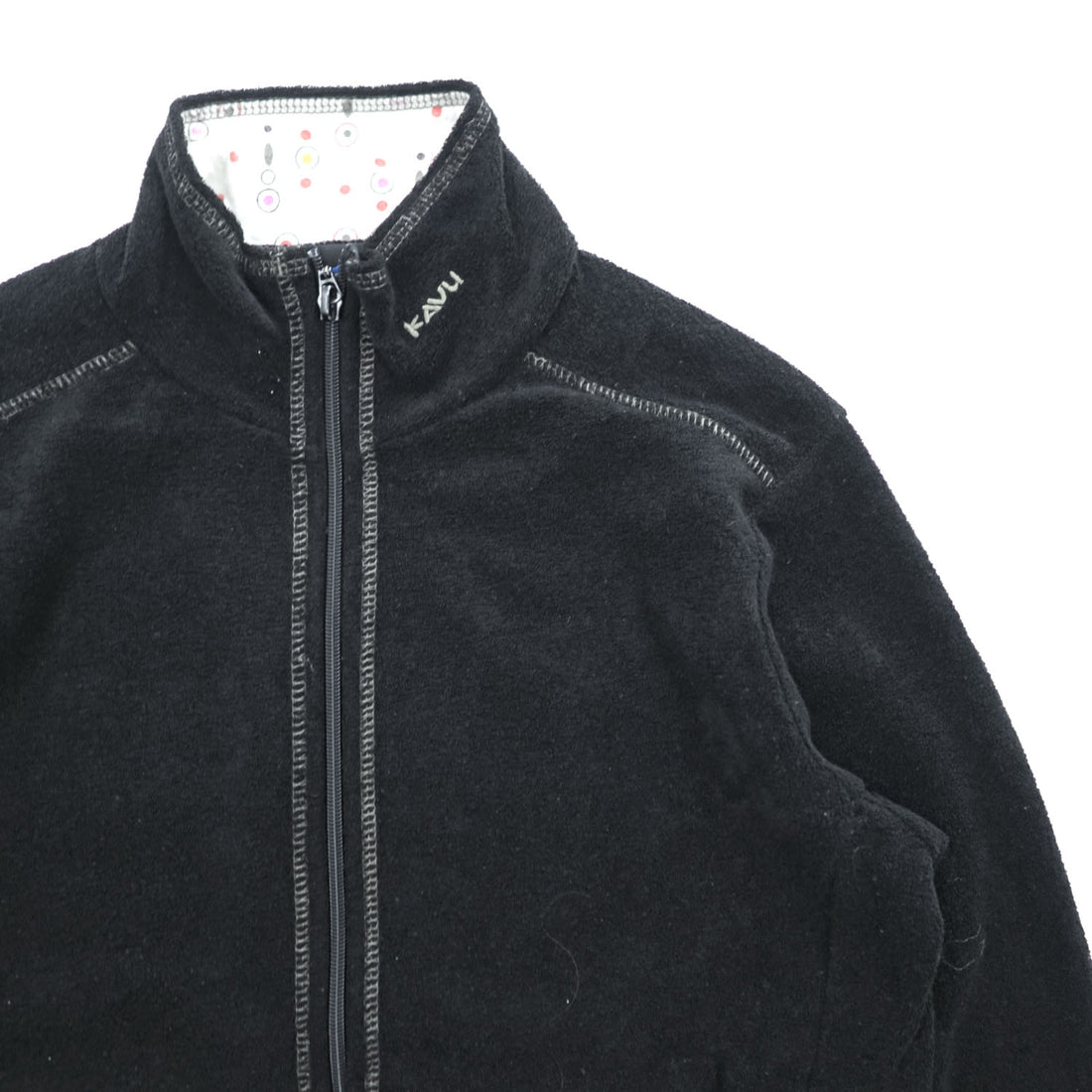 KAVU Black Full-Zip Fleece Jacket Size M L/S FZ Fleece Throwshirt