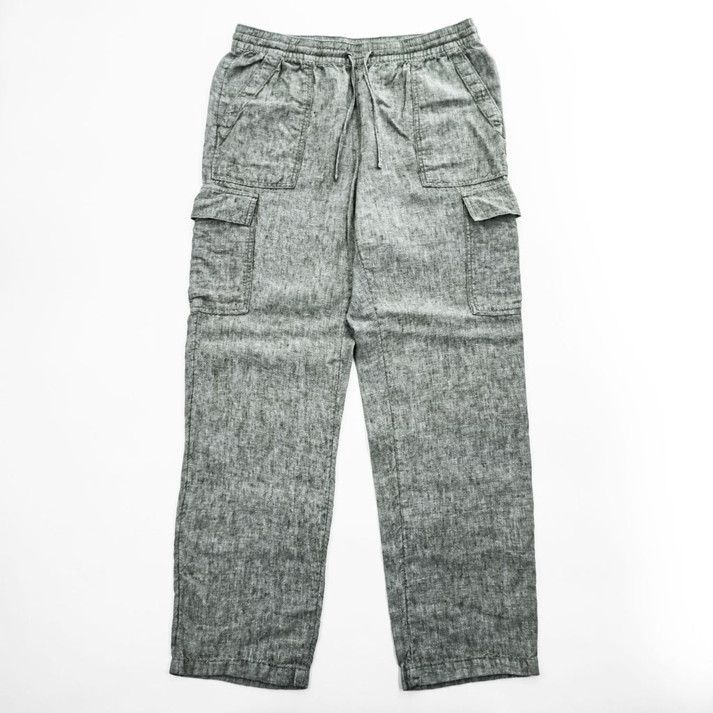LANDS' END 100% Linen Drawstring Cargo Pants Khaki