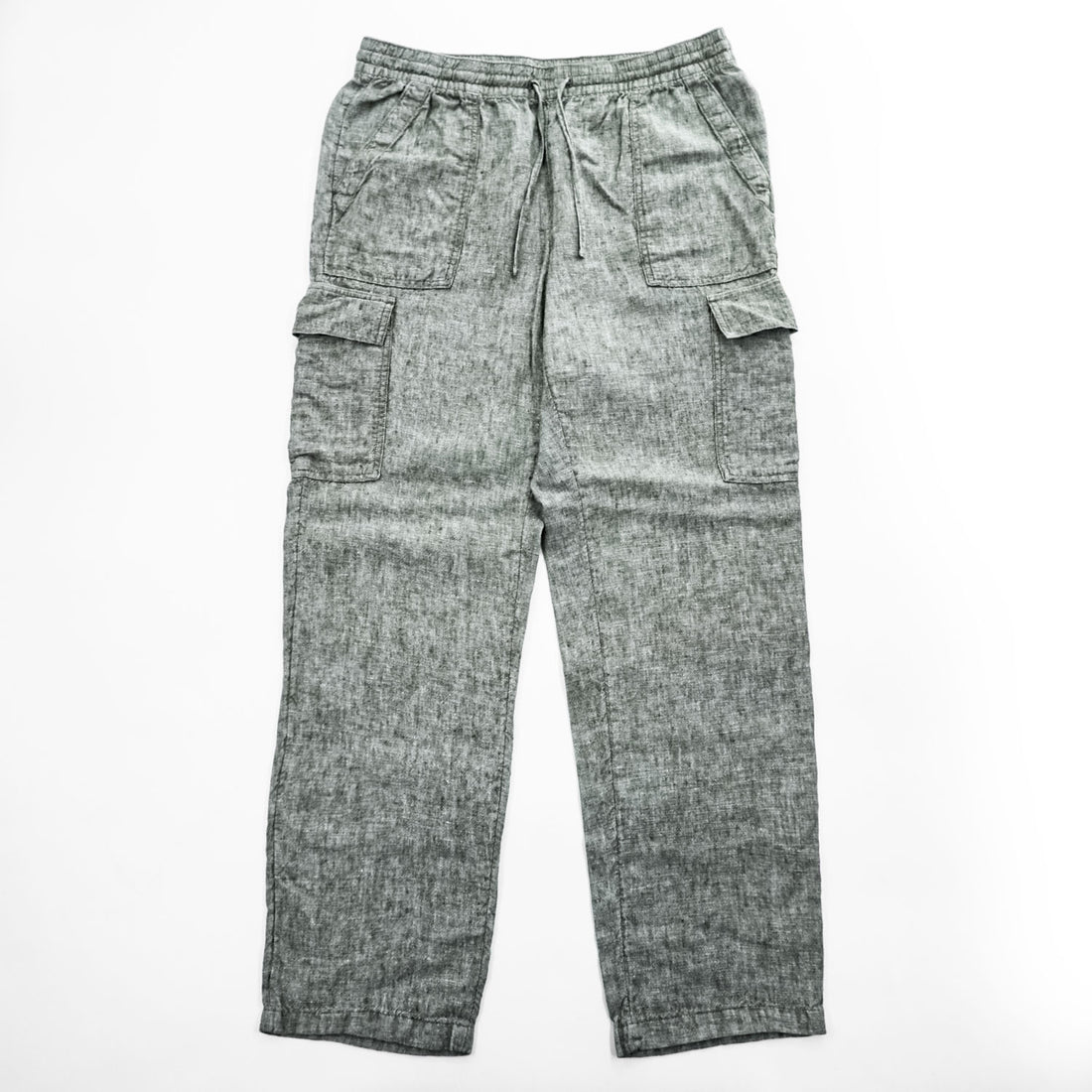 LANDS' END 100% Linen Drawstring Cargo Pants Khaki