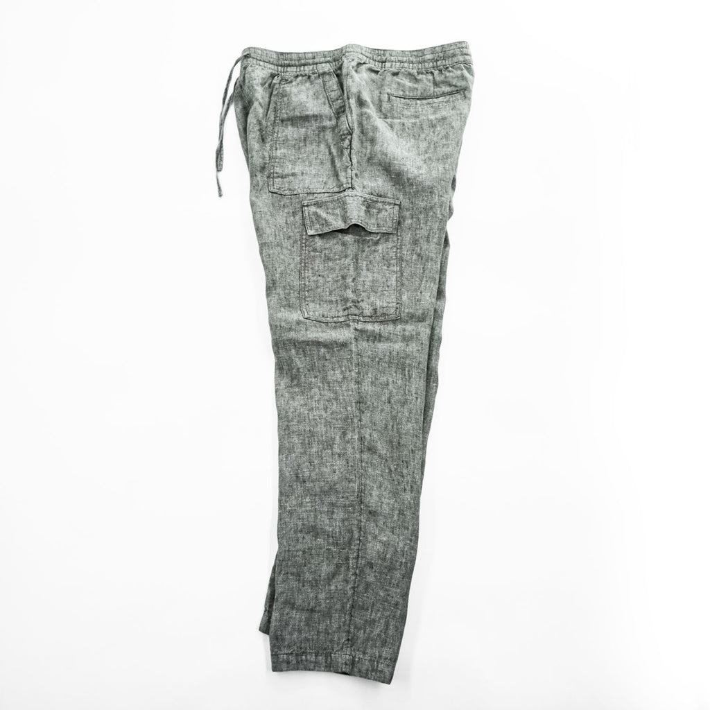 LANDS' END 100% Linen Drawstring Cargo Pants Khaki