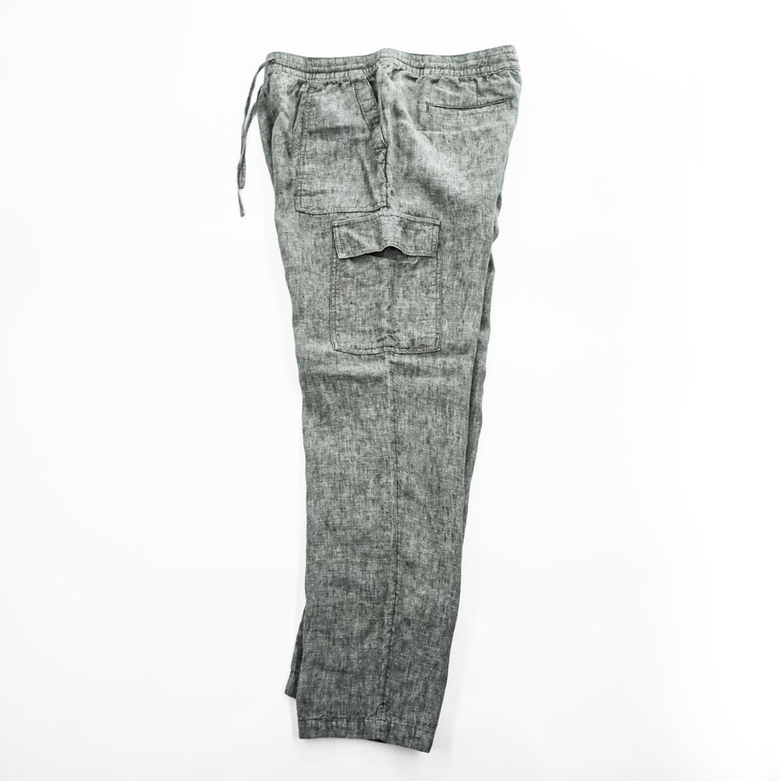 LANDS' END 100% Linen Drawstring Cargo Pants Khaki
