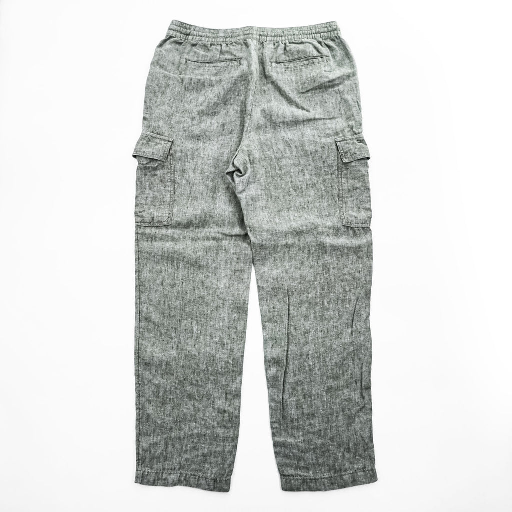 LANDS' END 100% Linen Drawstring Cargo Pants Khaki