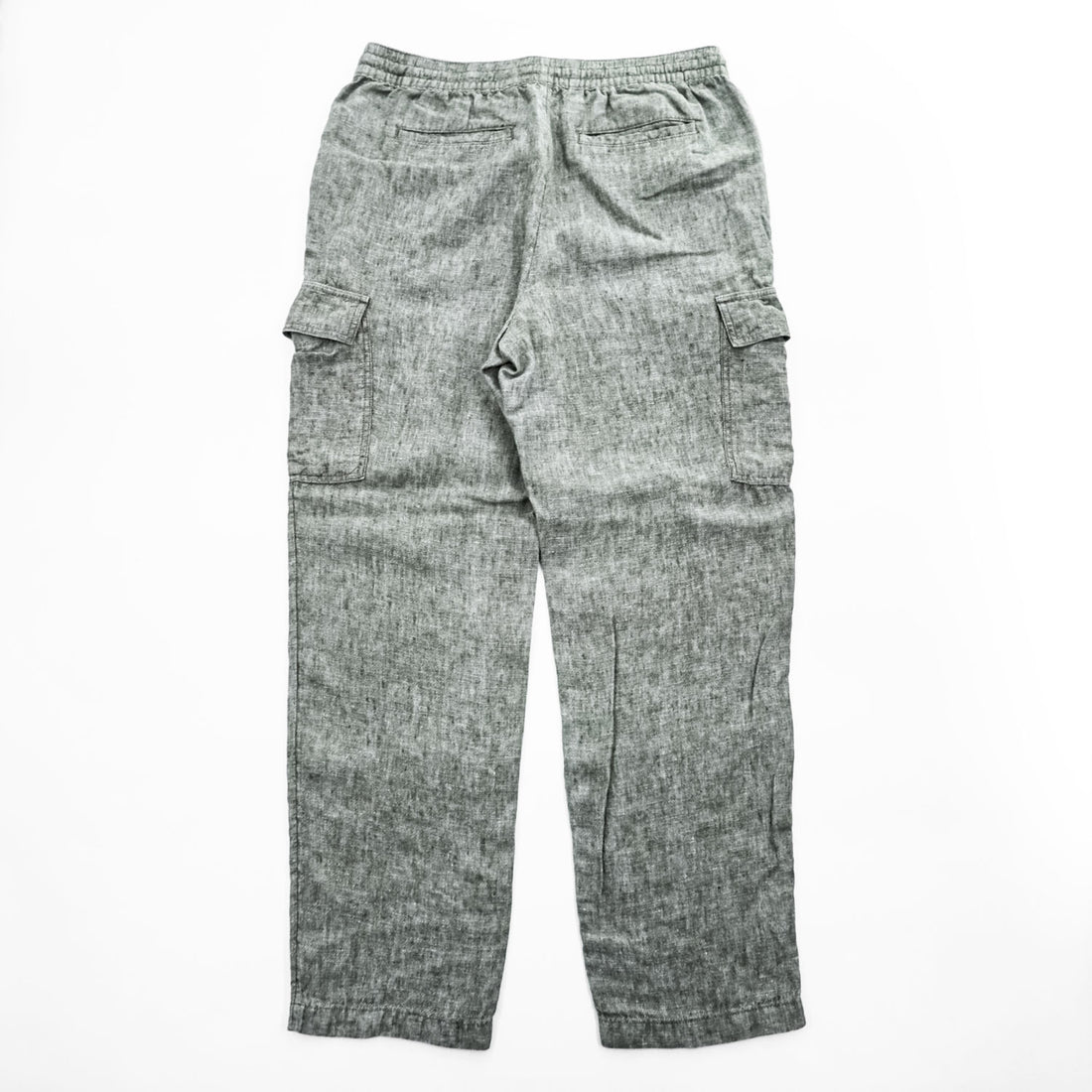 LANDS' END 100% Linen Drawstring Cargo Pants Khaki