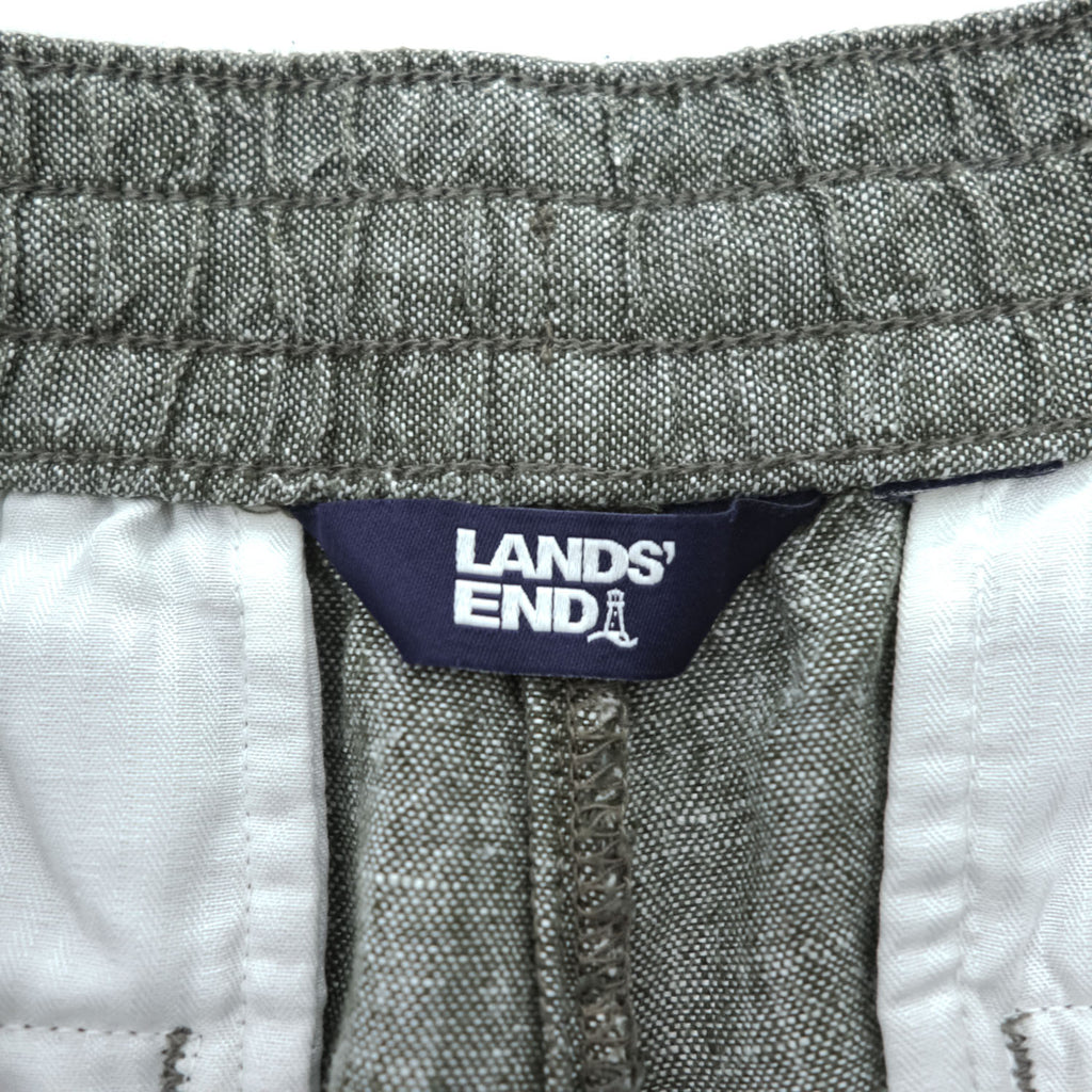 LANDS' END 100% Linen Drawstring Cargo Pants Khaki