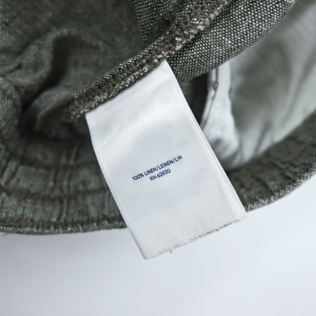 LANDS' END 100% Linen Drawstring Cargo Pants Khaki