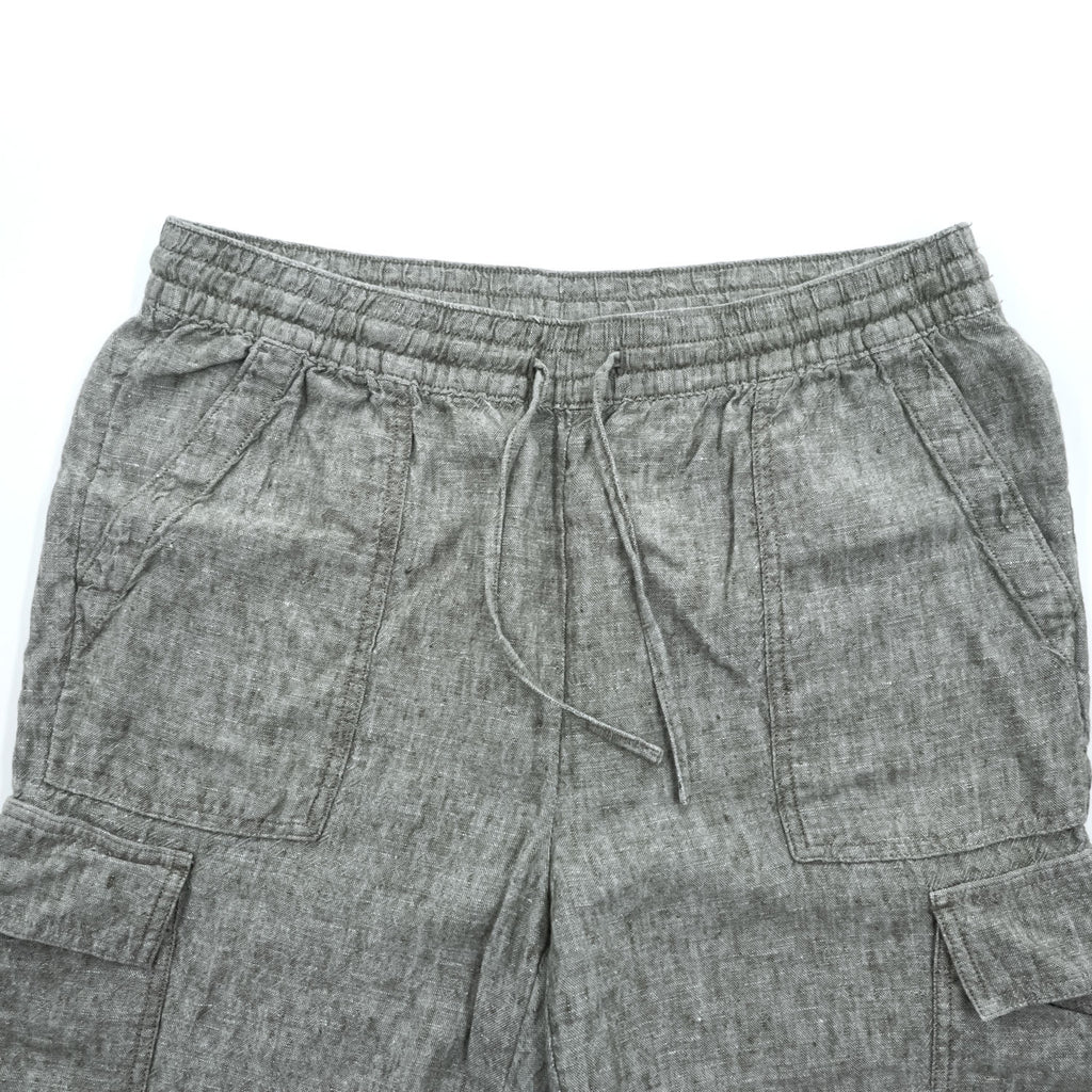 LANDS' END 100% Linen Drawstring Cargo Pants Khaki