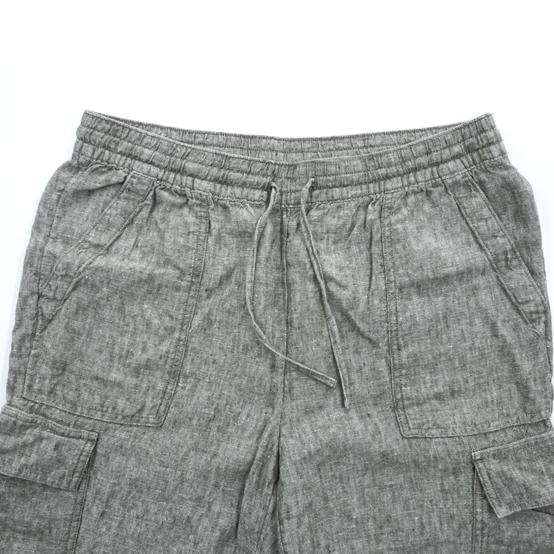 LANDS' END 100% Linen Drawstring Cargo Pants Khaki