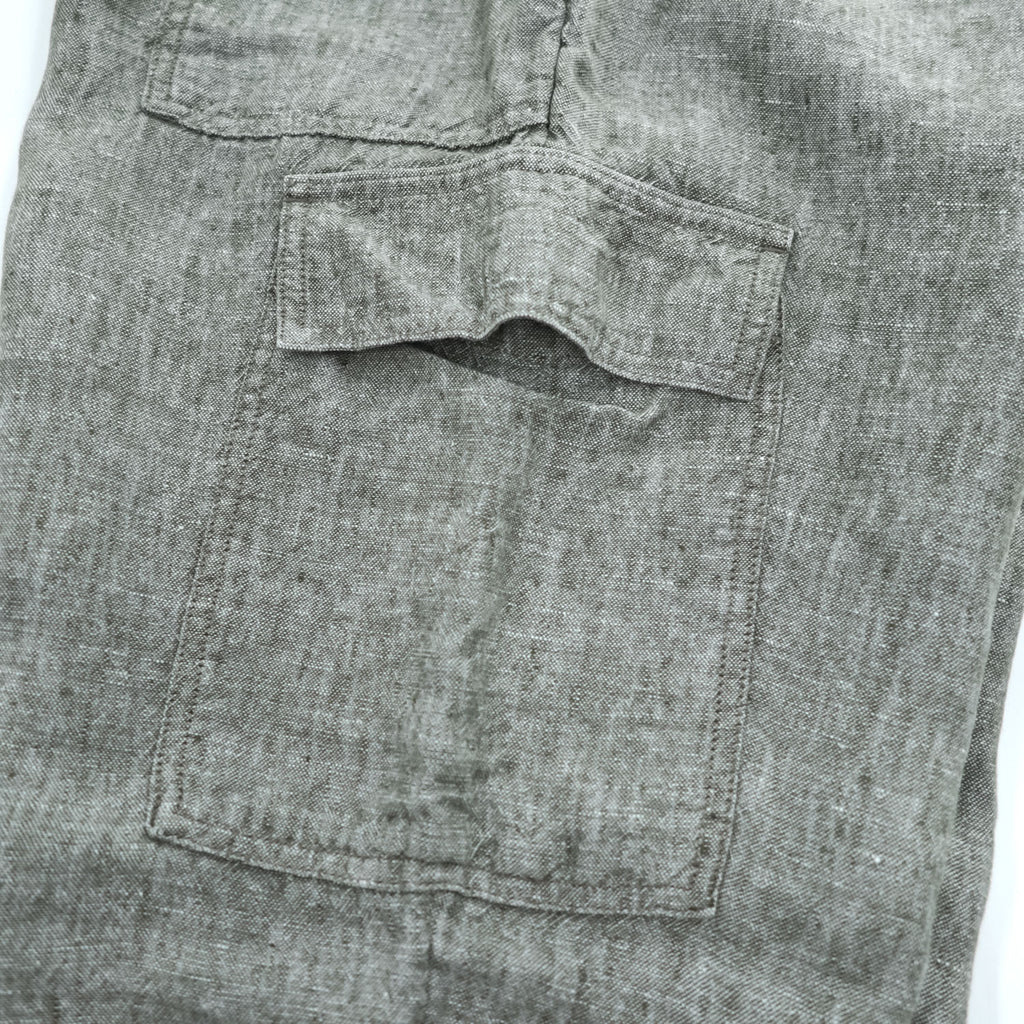 LANDS' END 100% Linen Drawstring Cargo Pants Khaki