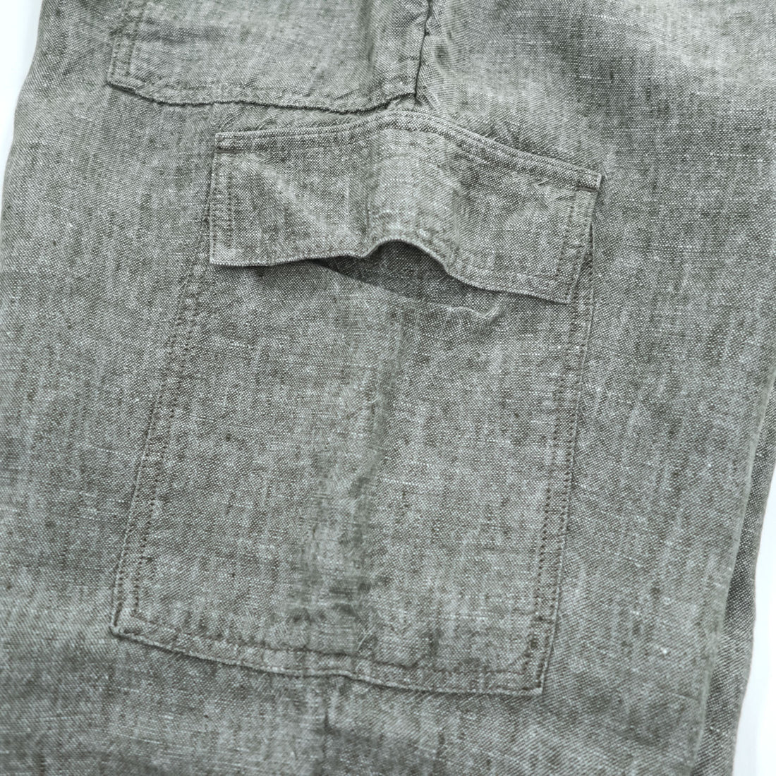 LANDS' END 100% Linen Drawstring Cargo Pants Khaki