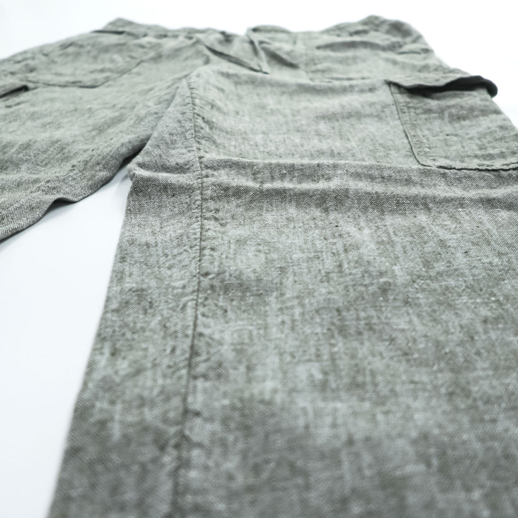 LANDS' END 100% Linen Drawstring Cargo Pants Khaki