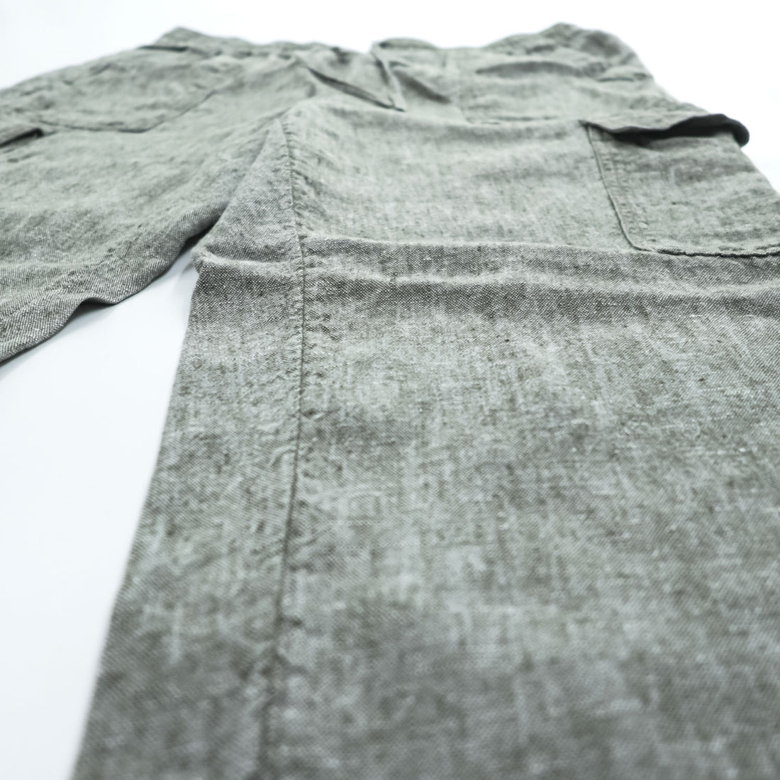 LANDS' END 100% Linen Drawstring Cargo Pants Khaki