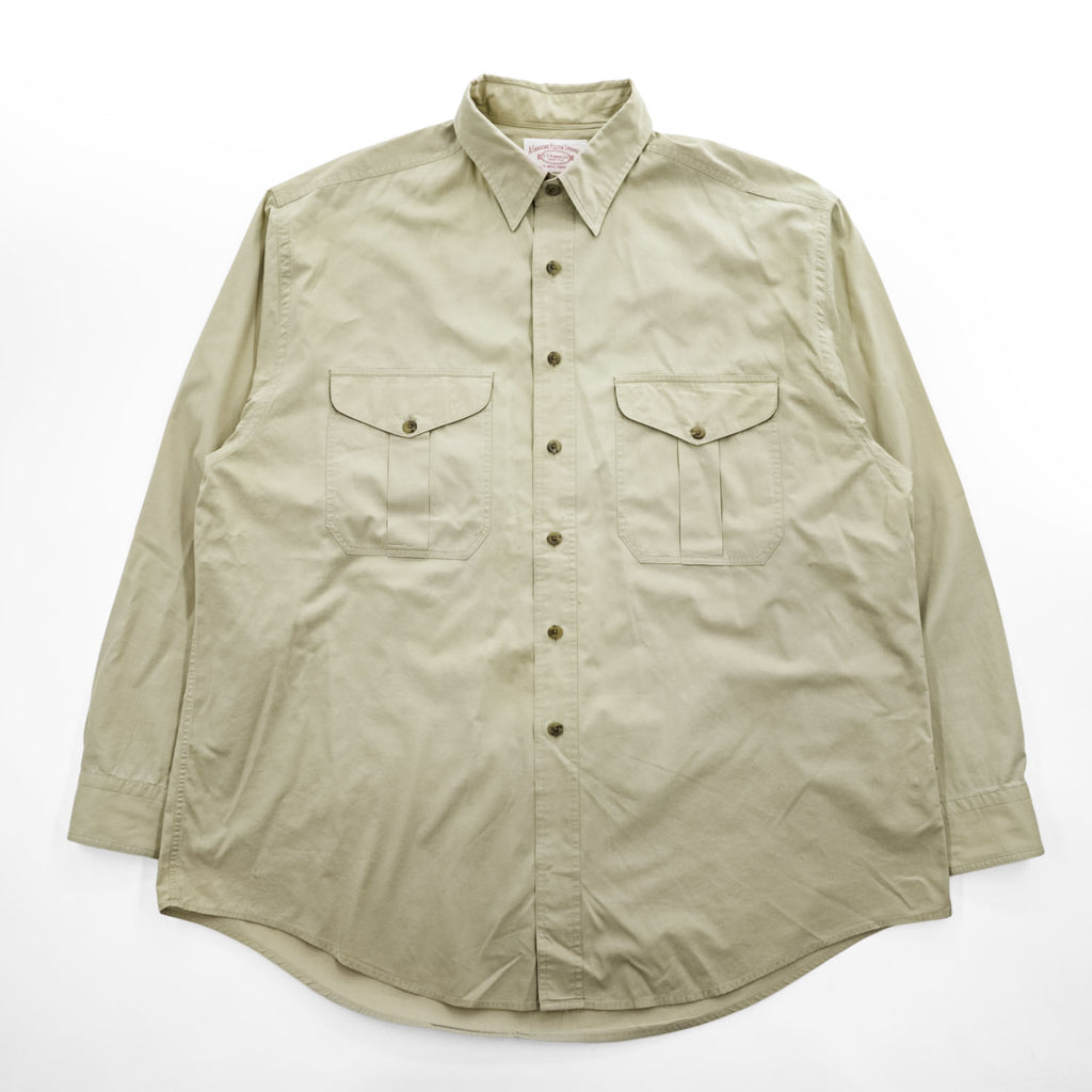 Vintage 90s Filson Safari Cloth Shirt XL Khaki Beige Cotton Hong Kong Field Hunting