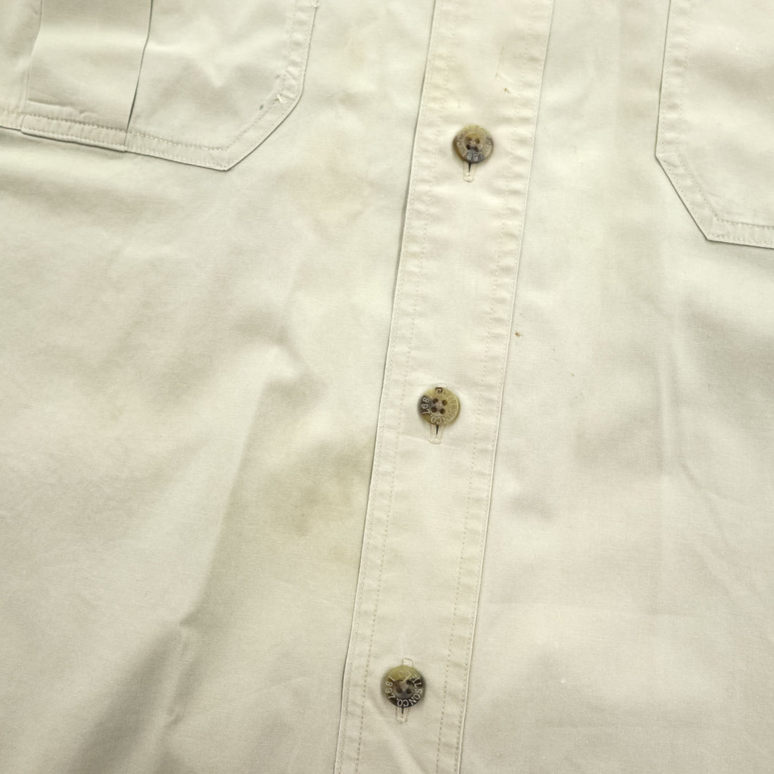 Vintage 90s Filson Safari Cloth Shirt XL Khaki Beige Cotton Hong Kong Field Hunting
