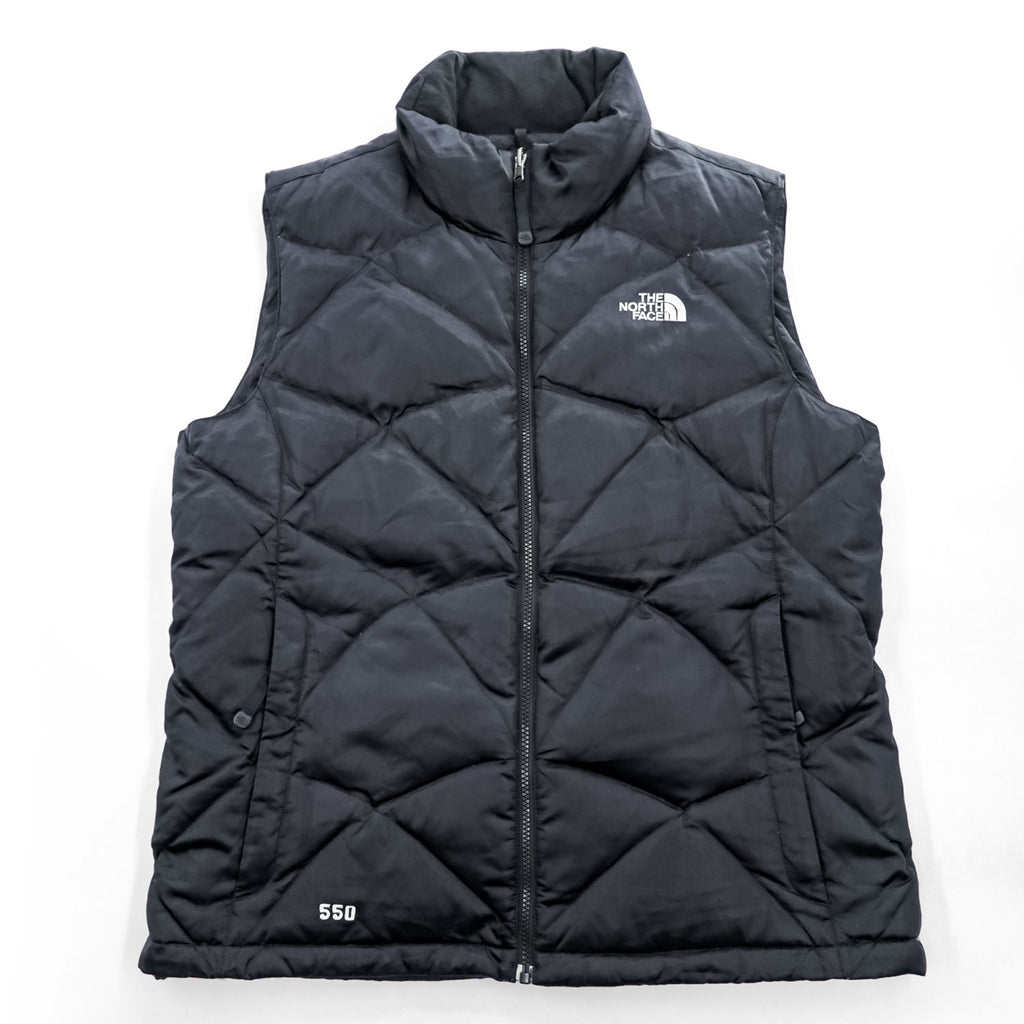 The North Face Women's 550 Fill Down Vest Black Diamond Quilted Puffer XL