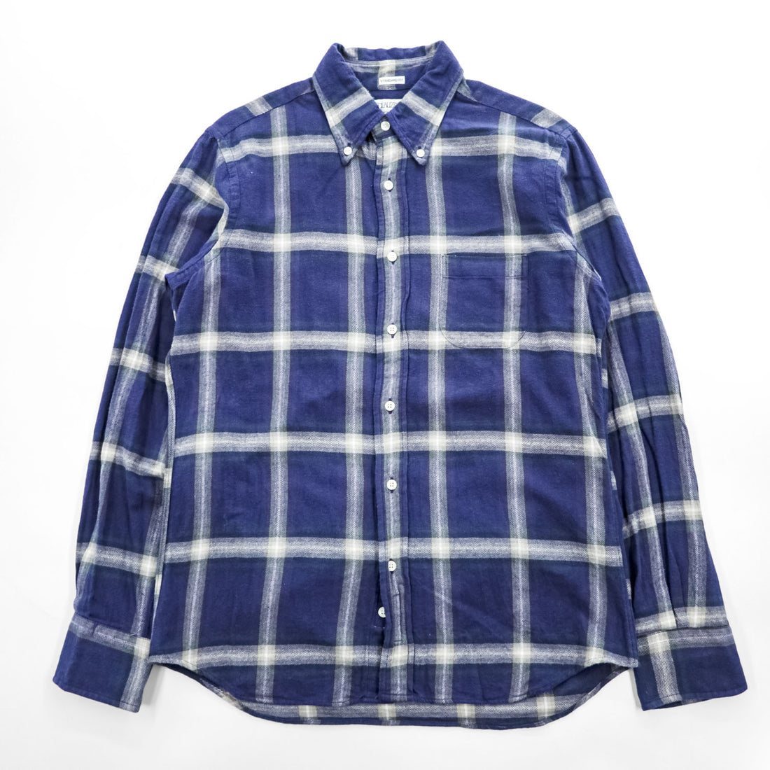 INDIVIDUALIZED SHIRTS USA製 長袖 ボタンダウンシャツ M ネイビー チェック STANDARD FIT