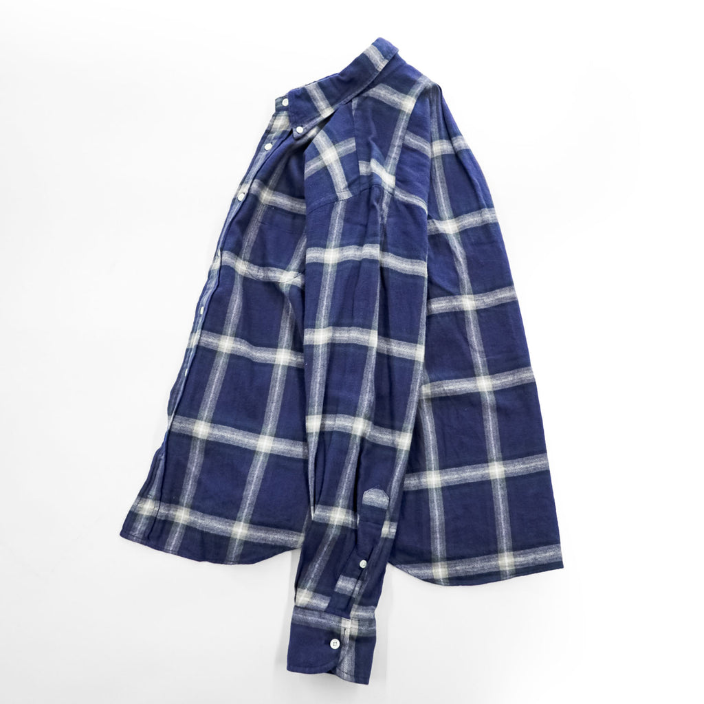 INDIVIDUALIZED SHIRTS USA製 長袖 ボタンダウンシャツ M ネイビー チェック STANDARD FIT